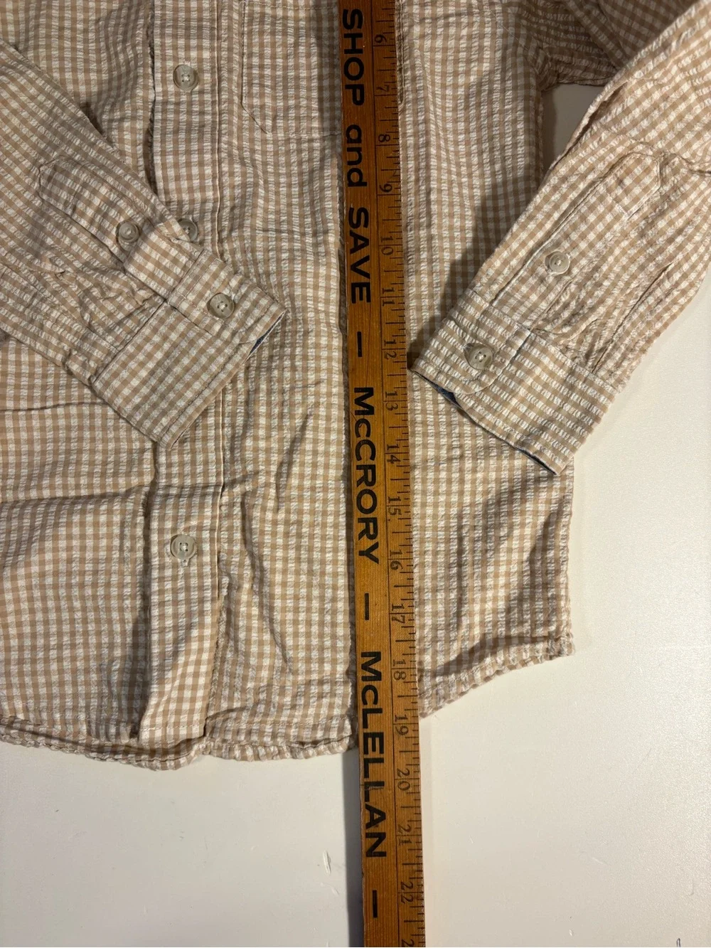 Gymboree Beige and White Check Button-Down Shirt